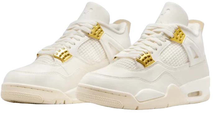 Side View of Jordan 4 Metallic Gold